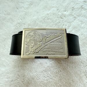 Louis Vuitton Travelling Requisites Black leather belt Authentic size 90